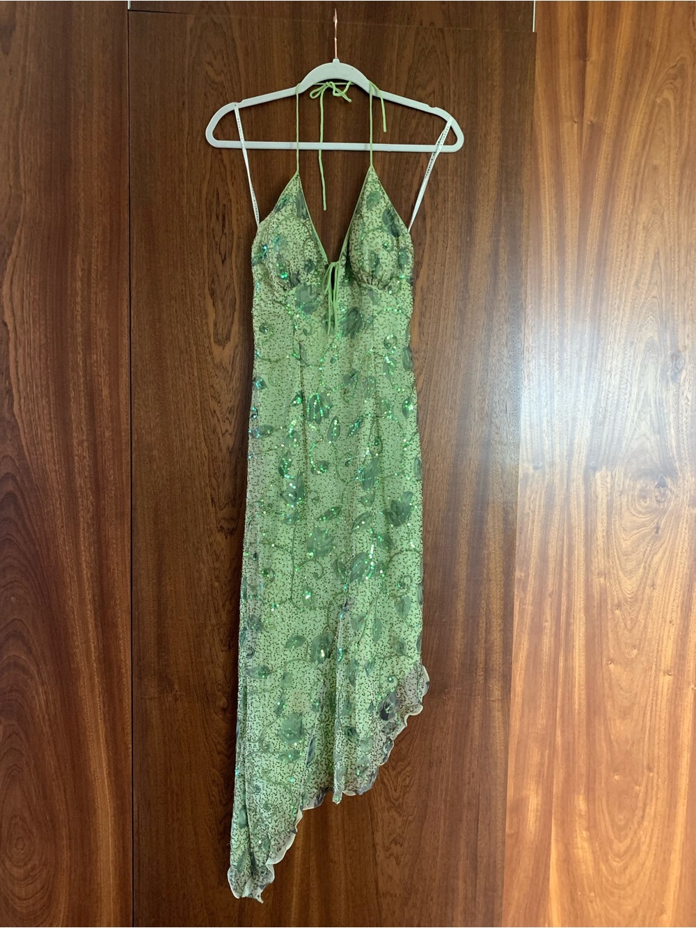 Andretta Donatello Forest and Pistachio Green Fully Beaded Vintage Dress S